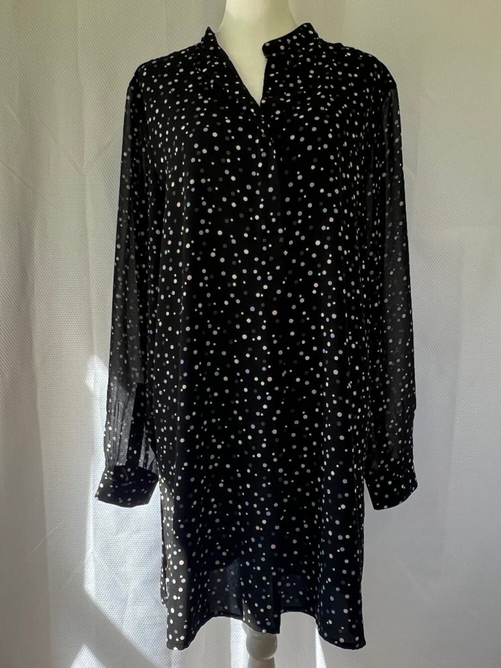 Ann Klein Women's Black Polka Dot Blouse/Tunic